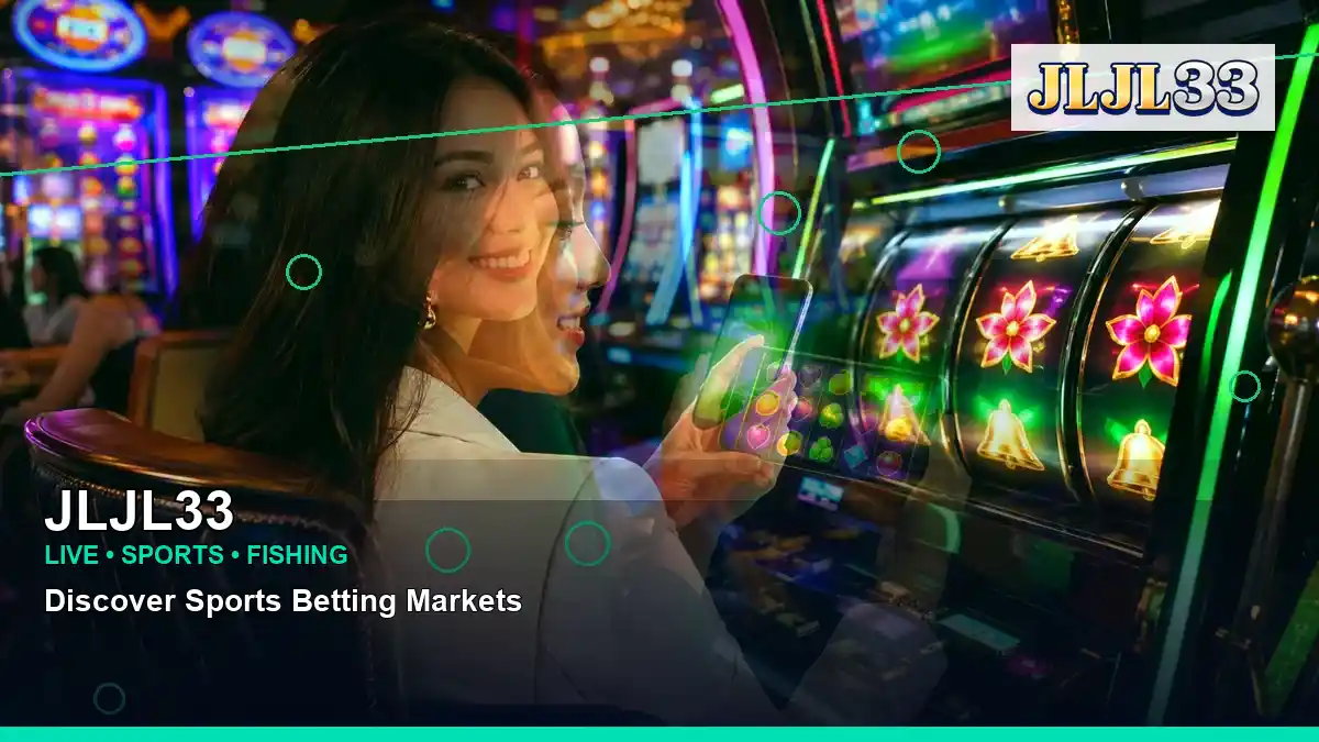 JLJL33 first casino deposit and wallet options featuring an adult Filipina casino host with a layered collage composition